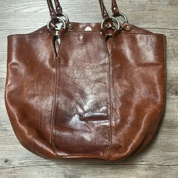 Furla vintage leather large bucket bag, brown soft distressed leather! Bohemian - Picture 5 of 11